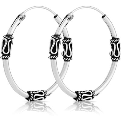 NKlaus par de Creoles de Bali 25mm en Plata de Ley 925 Pendientes Góticos Medievales NKlaus par de Creoles de Bali 25mm en Plata de Ley 925 Pendientes Góticos Medievales