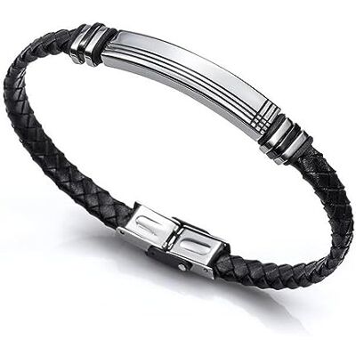 Viceroy Pulsera Hombre Piel Negro Acero inoxidable y piel genuina · cierre de broche de presión Viceroy Pulsera Hombre Piel Negro Acero inoxidable y piel genuina · cierre de broche de presión