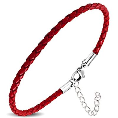 ZENSE Pulsera fina de cuero rojo para hombre con extensión ajustable ZB0377 ZENSE Pulsera fina de cuero rojo para hombre con extensión ajustable ZB0377