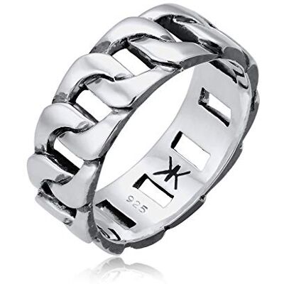 Kuzzoi Anillo masivo (8 mm) en el diseño del tanque oxidado, anillo de banda para hombres hecho de plata de ley 925 (60) Kuzzoi Anillo masivo (8 mm) en el diseño del tanque oxidado, anillo de banda para hombres hecho de plata de ley 925 (60)