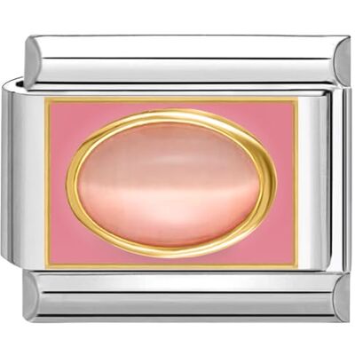 Quiges Módulo de eslabones de estilo italiano de 9 mm de acero inoxidable rosa para pulseras de estilo italiano, Vidrio, No es una piedra preciosa Quiges Módulo de eslabones de estilo italiano de 9 mm de acero inoxidable rosa para pulseras de estilo italiano, Vidrio, No es una piedra preciosa
