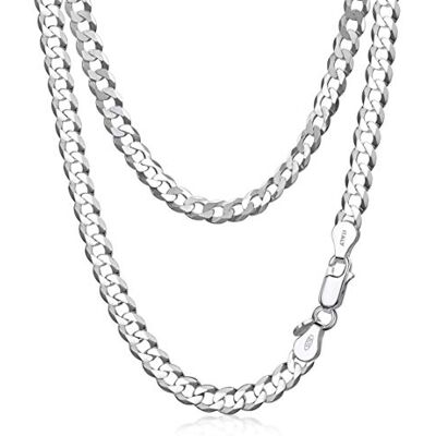 Amberta Collar de Cadena Cubana para Hombre de Plata de Ley 925 Maciza Italiana, Collar Plata Hombre Regalo, Eslabones Estilo Miami Amberta Collar de Cadena Cubana para Hombre de Plata de Ley 925 Maciza Italiana, Collar Plata Hombre Regalo, Eslabones Estilo Miami