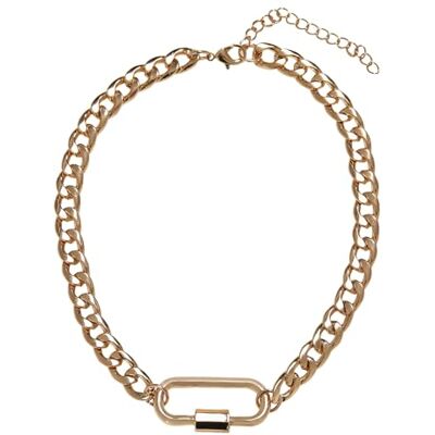 Urban Classics Collar unisex con gran cierre giratorio de metal, cadena barbada para hombres y mujeres, oro o plata, longitud 38 cm, talla única, Metal, Sin piedras preciosas Urban Classics Collar unisex con gran cierre giratorio de metal, cadena barbada para hombres y mujeres, oro o plata, longitud 38 cm, talla única, Metal, Sin piedras preciosas