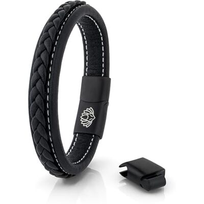 Akitsune Fides Pulsera de Cuero Genuino Pulseras Mujer Pulsera de Acero Inoxidable para Hombre Akitsune Fides Pulsera de Cuero Genuino Pulseras Mujer Pulsera de Acero Inoxidable para Hombre