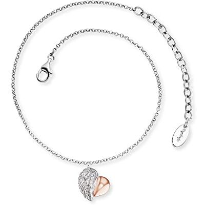 Engelsrufer Tobillera Heartwing para mujer, diseño de corazón, alas bicolor, plata de ley 925 rodiada, longitud ajustable, sin níquel, apta para alérgicos, Länge 22 + 5 cm, Plata de ley, No es una Engelsrufer Tobillera Heartwing para mujer, diseño de corazón, alas bicolor, plata de ley 925 rodiada, longitud ajustable, sin níquel, apta para alérgicos, Länge 22 + 5 cm, Plata de ley, No es una