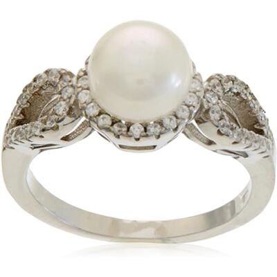 Beneto Anillo Silver Ring with Crystals and Real Pearl AGG205 Circuit: 50 mm Marca Beneto Anillo Silver Ring with Crystals and Real Pearl AGG205 Circuit: 50 mm Marca