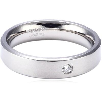 Boccia Anillo de Titanio con Diamante, Talla 13 (16,88 mm) Boccia Anillo de Titanio con Diamante, Talla 13 (16,88 mm)