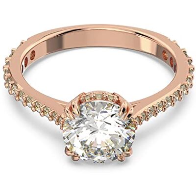 Swarovski Anillo de cóctel Constella, Talla redonda, Pavé, Blanco, Baño tono oro rosa Swarovski Anillo de cóctel Constella, Talla redonda, Pavé, Blanco, Baño tono oro rosa