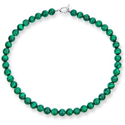 Bling Jewelry Collar de cuentas redondas de imitación malaquita de 10MM de joyería occidental simple y sencilla verde oscuro bosque para mujer con cierre plateado de 15 pulgadas. Bling Jewelry Collar de cuentas redondas de imitación malaquita de 10MM de joyería occidental simple y sencilla verde oscuro bosque para mujer con cierre plateado de 15 pulgadas.