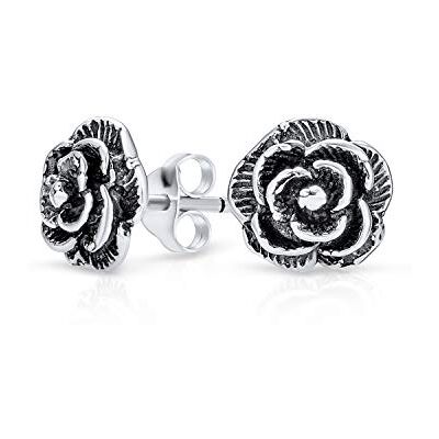 Bling Jewelry Estilo Romantico Floral Garden Party Flower You Are My Sunshine Sunflower Black Rose Stud Earrings For Women Teens Oxidized .925 Sterling Silver Bling Jewelry Estilo Romantico Floral Garden Party Flower You Are My Sunshine Sunflower Black Rose Stud Earrings For Women Teens Oxidized .925 Sterling Silver