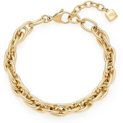 JEWELS BY LEONARDO Pulsera Sina de Acero Inoxidable Dorado con eslabones entrelazados, 19-21,5 cm de Longitud, Regalo para Mujer JEWELS BY LEONARDO Pulsera Sina de Acero Inoxidable Dorado con eslabones entrelazados, 19-21,5 cm de Longitud, Regalo para Mujer