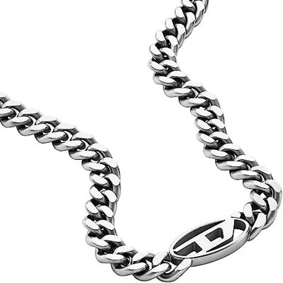 Diesel Collar de cadena para hombre en acero inoxidable con cierre de langosta, Plata Ártico Metalizado Diesel Collar de cadena para hombre en acero inoxidable con cierre de langosta, Plata Ártico Metalizado