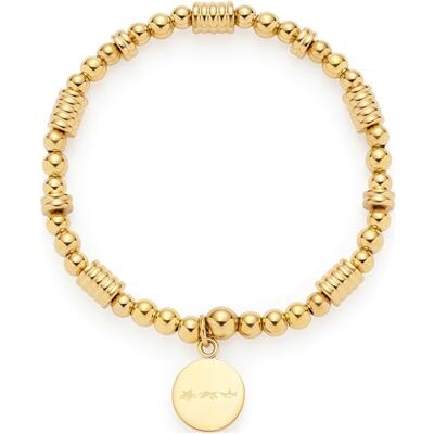JEWELS BY LEONARDO Pulsera Elisabeth • Pulsera elástica de acero inoxidable dorado • Mezcla voluminosa de bolas y discos de metal • 19 cm de longitud • Regalo de joyas para mujer • , Eine JEWELS BY LEONARDO Pulsera Elisabeth • Pulsera elástica de acero inoxidable dorado • Mezcla voluminosa de bolas y discos de metal • 19 cm de longitud • Regalo de joyas para mujer • , Eine