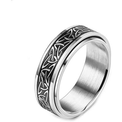 BlackAmazement Anillo giratorio de acero inoxidable 316L, triqueta, triqueta, vikingo, celta, plata, negro, dorado, para hombre y mujer BlackAmazement Anillo giratorio de acero inoxidable 316L, triqueta, triqueta, vikingo, celta, plata, negro, dorado, para hombre y mujer
