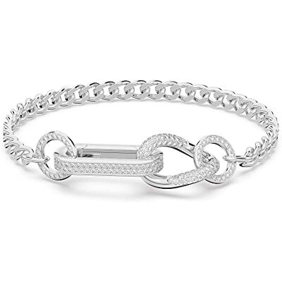 Swarovski Pulsera Dextera, Pavé, Mezcla de eslabones, Blanca, Baño de rodio Swarovski Pulsera Dextera, Pavé, Mezcla de eslabones, Blanca, Baño de rodio