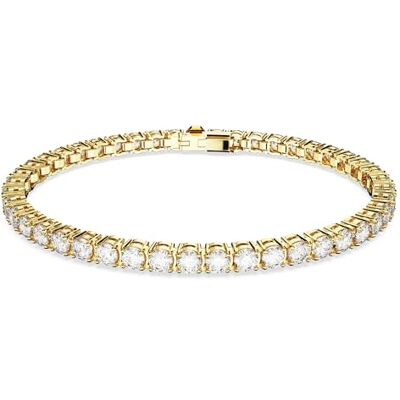 Swarovski Pulsera Matrix Tennis, Talla redonda, Blanca, Baño tono oro Swarovski Pulsera Matrix Tennis, Talla redonda, Blanca, Baño tono oro