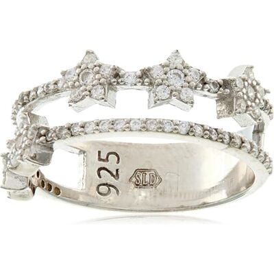 Brilio Silver Anillo Beautiful Silver Ring with Stars RI095W Circuit: 54 mm Marca Brilio Silver Anillo Beautiful Silver Ring with Stars RI095W Circuit: 54 mm Marca