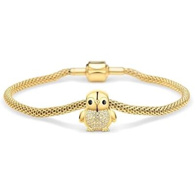 BERING Polar Animals Pulsera con colgante de pingüino para mujer Pulsera de malla de acero inoxidable con cristales de circonita, cierre deslizante, diseño escandinavo BERING Polar Animals Pulsera con colgante de pingüino para mujer Pulsera de malla de acero inoxidable con cristales de circonita, cierre deslizante, diseño escandinavo
