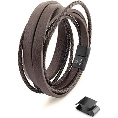 Akitsune Dark Matter Sintético Brazalete de Cuero Cierre magnético Fuera Acero Inoxidable Trenzado es Hombres Hombre Pulsera Incl. más Hermosa Joyero Negro-Marrón 23cm Akitsune Dark Matter Sintético Brazalete de Cuero Cierre magnético Fuera Acero Inoxidable Trenzado es Hombres Hombre Pulsera Incl. más Hermosa Joyero Negro-Marrón 23cm