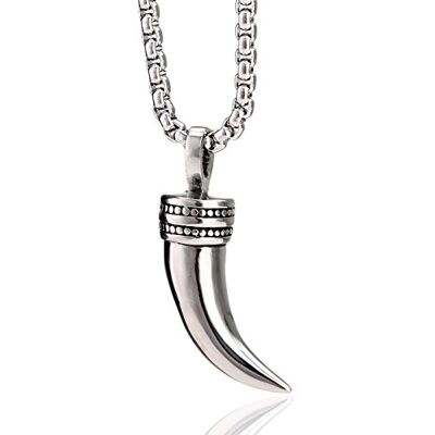 DonDon Collar de Acero Inoxidable con Colgante Elegante Diente para Hombres en Bolsa de Terciopelo DonDon Collar de Acero Inoxidable con Colgante Elegante Diente para Hombres en Bolsa de Terciopelo