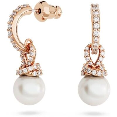 Swarovski Pendientes Originally, Perla de cristal, Blancos, Baño tono oro rosa Swarovski Pendientes Originally, Perla de cristal, Blancos, Baño tono oro rosa