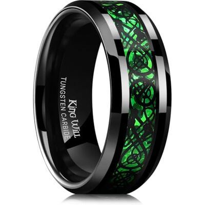 King Will Dragon 8mm/6mm Red/Blue/Green/Orange/Purple/Silver/Black/Azure/Mazarine Celtic Dragon Tungsten Carbide Mens Wedding Band Ring Comfort Fit King Will Dragon 8mm/6mm Red/Blue/Green/Orange/Purple/Silver/Black/Azure/Mazarine Celtic Dragon Tungsten Carbide Mens Wedding Band Ring Comfort Fit