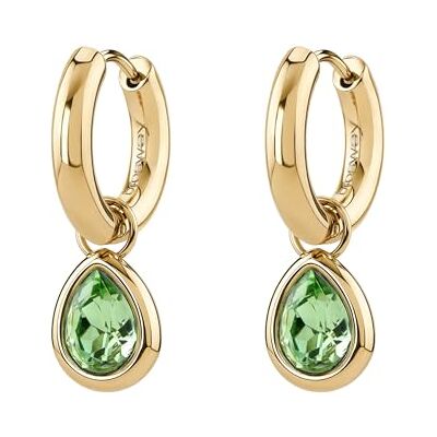 Brosway Symphonia Pendientes de acero inoxidable chapado en oro de 14 K PVD y cristales verdes, oro y verde, 2,6 cm Brosway Symphonia Pendientes de acero inoxidable chapado en oro de 14 K PVD y cristales verdes, oro y verde, 2,6 cm