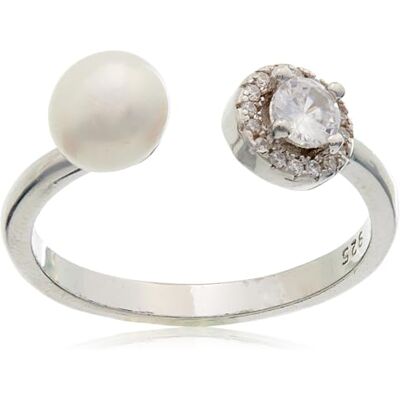 Brilio Silver Anillo Beautiful Silver Ring with Real Pearl and zircons RI062W Circuit: 58 mm Marca Brilio Silver Anillo Beautiful Silver Ring with Real Pearl and zircons RI062W Circuit: 58 mm Marca