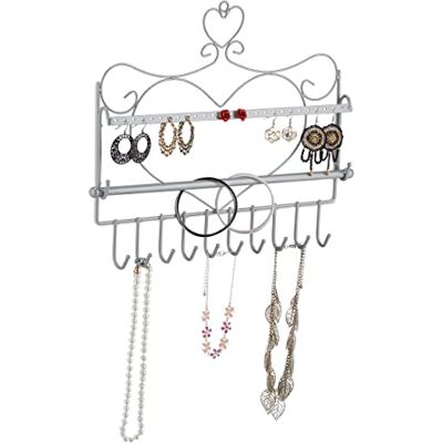 Relaxdays Expositor Joyas, De Pared, Organizador Collares, Pendientes, Pulseras, Diseño Corazón, 30x36,5x3,5cm, Plateado Relaxdays Expositor Joyas, De Pared, Organizador Collares, Pendientes, Pulseras, Diseño Corazón, 30x36,5x3,5cm, Plateado