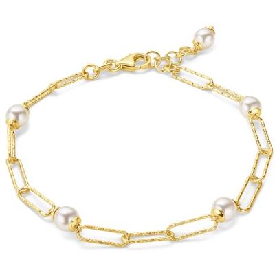 MIORE Pulsera Mujer de Plata de Ley 925 Bañada Oro de 18K 750, Pulsera Clip con 5 Perlas de Agua Dulce de 5mm, Cadena 19cm de Largo (2cm de Extensión) Hecha a Mano en Italia, Joyas Dorados con Joyero MIORE Pulsera Mujer de Plata de Ley 925 Bañada Oro de 18K 750, Pulsera Clip con 5 Perlas de Agua Dulce de 5mm, Cadena 19cm de Largo (2cm de Extensión) Hecha a Mano en Italia, Joyas Dorados con Joyero