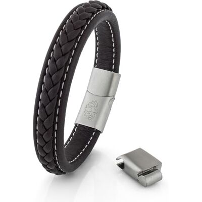 Akitsune Fides Pulsera de Cuero Genuino Pulseras Mujer Pulsera de Acero Inoxidable para Hombre Akitsune Fides Pulsera de Cuero Genuino Pulseras Mujer Pulsera de Acero Inoxidable para Hombre