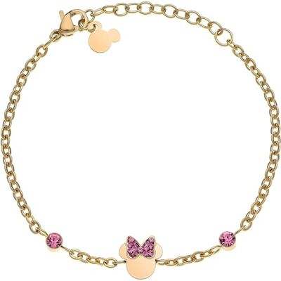 Disney Pulsera Minnie para niñas, de acero inoxidable, con cristales cúbicos de circonita, joyas Disney Pulsera Minnie para niñas, de acero inoxidable, con cristales cúbicos de circonita, joyas