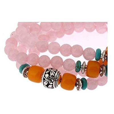 lachineuse Mala Budista de Cuarzo Rosa, 108 Perlas de 6 mm, Bolsa de satén lachineuse Mala Budista de Cuarzo Rosa, 108 Perlas de 6 mm, Bolsa de satén