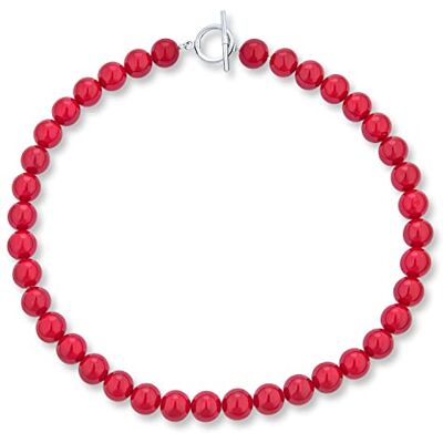 Bling Jewelry Collar de clavícula de cuentas redondas de calcita roja clásica occidental lisa simple de 10MM para mujeres adolescentes con cierre plateado de 17 pulgadas. Bling Jewelry Collar de clavícula de cuentas redondas de calcita roja clásica occidental lisa simple de 10MM para mujeres adolescentes con cierre plateado de 17 pulgadas.