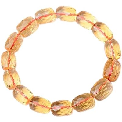 Generic Pulsera de mujer elástica con cuentas de barril con cara de cristal de piedra preciosa de citrino amarillo Natural genuina de 7 × 9mm Generic Pulsera de mujer elástica con cuentas de barril con cara de cristal de piedra preciosa de citrino amarillo Natural genuina de 7 × 9mm