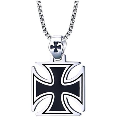 VNOX Acero Inoxidable Hombres La Plata Negro Collar Colgante Cruz de los Templarios,la Cadena Libre VNOX Acero Inoxidable Hombres La Plata Negro Collar Colgante Cruz de los Templarios,la Cadena Libre
