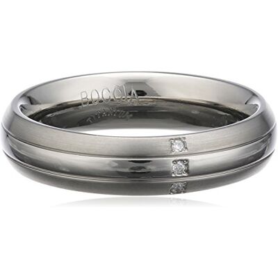 Boccia Anillo de titanio con diamante para mujer, color blanco, 60 (19.1) Boccia Anillo de titanio con diamante para mujer, color blanco, 60 (19.1)