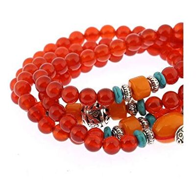 lachineuse Mala Budista de ágata – Perlas de 6 mm – Bolsa de satén lachineuse Mala Budista de ágata – Perlas de 6 mm – Bolsa de satén