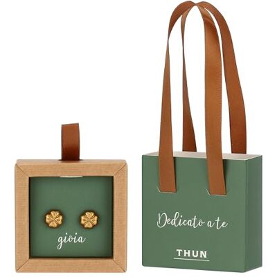 THUN Pendiente pin trébol, latón y cerámica, diámetro 15 mm, colección Dedicato a Ti THUN Pendiente pin trébol, latón y cerámica, diámetro 15 mm, colección Dedicato a Ti