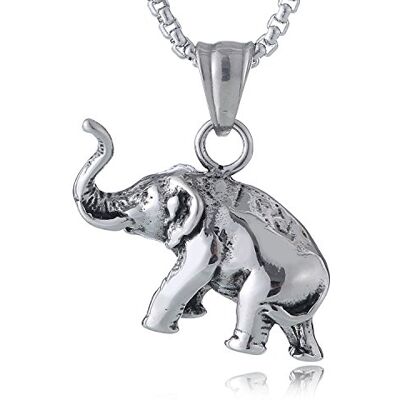 DonDon Collar 52 cm con Colgante Elefante de Buena Suerte de Acero Inoxidable para Hombres en Bolsa de Terciopelo DonDon Collar 52 cm con Colgante Elefante de Buena Suerte de Acero Inoxidable para Hombres en Bolsa de Terciopelo