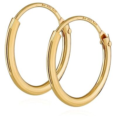 NKlaus Par de pendientes de aro de oro auténtico para caballeros NKlaus Par de pendientes de aro de oro auténtico para caballeros