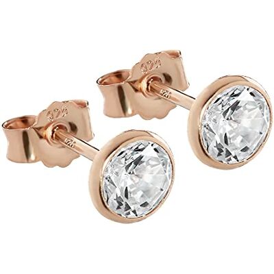 NKlaus 1 par de pendientes de 5,3mm de plata de ley chapada en oro rosa con circonitas NKlaus 1 par de pendientes de 5,3mm de plata de ley chapada en oro rosa con circonitas