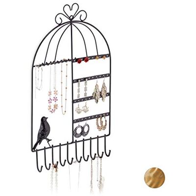 Relaxdays Expositor Joyas, Pared, Organizador de Collares, Pendientes, Pulseras, Diseñó Jaula 30 x 36,5 x 3,5 cm, Negro Relaxdays Expositor Joyas, Pared, Organizador de Collares, Pendientes, Pulseras, Diseñó Jaula 30 x 36,5 x 3,5 cm, Negro