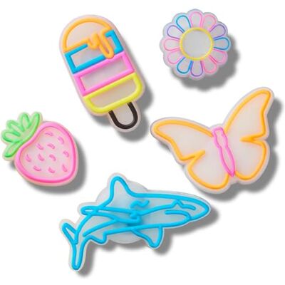 Crocs Paquete de 5 dijes unisex para zapatos, multicolor, talla única, multicolor, Talla única Crocs Paquete de 5 dijes unisex para zapatos, multicolor, talla única, multicolor, Talla única