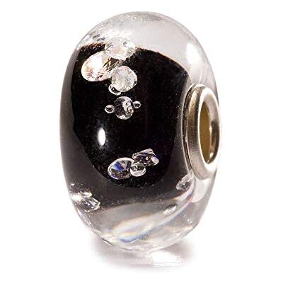 Trollbeads Cuenta de cristal universal con cuentas de diamante, color negro Trollbeads Cuenta de cristal universal con cuentas de diamante, color negro