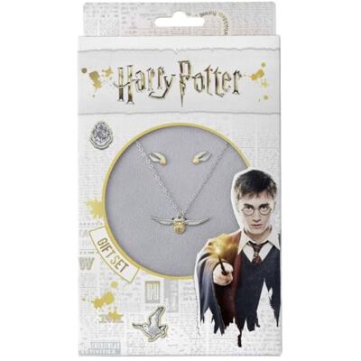 Harry Potter Juego oficial de collar y pendientes Golden Snitch de The Carat Shop, Zinc Harry Potter Juego oficial de collar y pendientes Golden Snitch de The Carat Shop, Zinc
