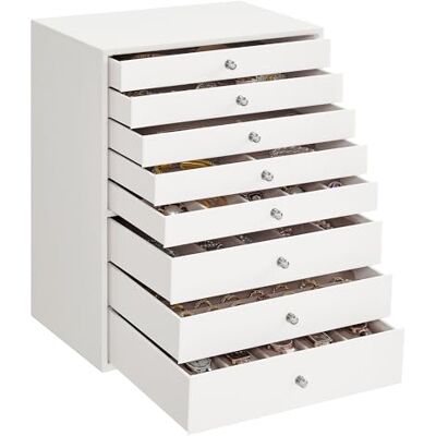 SONGMICS Caja joyero, Caja para joyas de 8 Niveles, Almacenamiento de Belleza con Cajones, Gran Capacidad, Almaceneje de Joyas, Estilo Moderno, Regalo para Seres Queridos, Blanco Nube SONGMICS Caja joyero, Caja para joyas de 8 Niveles, Almacenamiento de Belleza con Cajones, Gran Capacidad, Almaceneje de Joyas, Estilo Moderno, Regalo para Seres Queridos, Blanco Nube