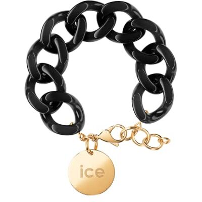 ICE-WATCH ICE Jewellery, Chain bracelet, Black, Pulsera de malla negra XL para mujer con medalla de oro () ICE-WATCH ICE Jewellery, Chain bracelet, Black, Pulsera de malla negra XL para mujer con medalla de oro ()