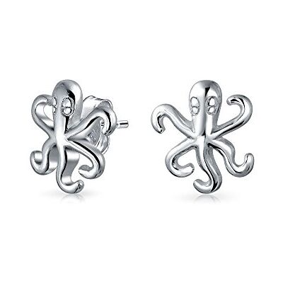 Bling Jewelry Pendientes de tuerca de plata de ley 925 con diseño náutico hawaiano para luna de miel, vida marina, criatura marina, calamar, pulpo, manatíes, delfín, cola de ballena, collar con colgante para Bling Jewelry Pendientes de tuerca de plata de ley 925 con diseño náutico hawaiano para luna de miel, vida marina, criatura marina, calamar, pulpo, manatíes, delfín, cola de ballena, collar con colgante para