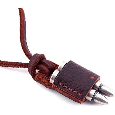 DonDon Collar de Cuero con Diferentes Colgantes para Hombre en una Bolsa de joyería Negra DonDon Collar de Cuero con Diferentes Colgantes para Hombre en una Bolsa de joyería Negra